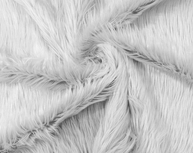 Soft Faux Fur Fabric, White Long Pile Polyester for Costumes, Crafts, and Home Decor