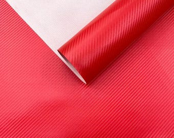Red Carbon Fiber Marine Vinyl Fabric for Outdoor Upholstery, 54" Wide