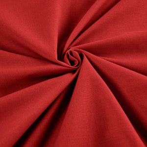 Red - 58-59&quot; Wide Premium Light Weight Poly Cotton Blend Broadcloth Fabric Sold By The Yard.