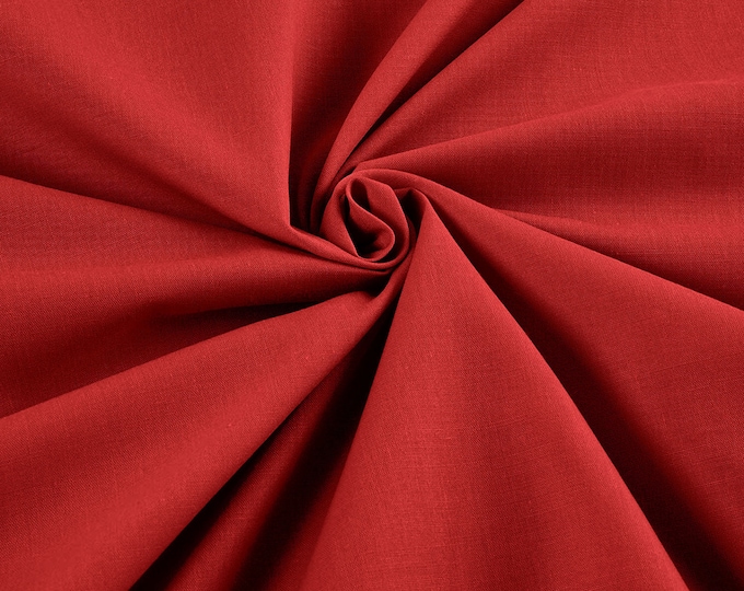 Red - 58-59" Wide Premium Light Weight Poly Cotton Blend Broadcloth Fabric Sold By The Yard.