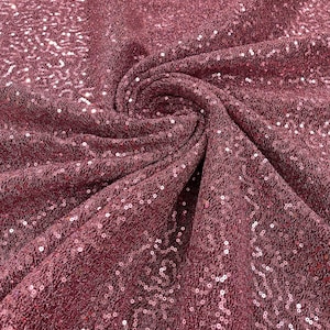 Dusty Rose Metallic Tinsel Stretch Lurex Fabric With Sequins/58 Wide.