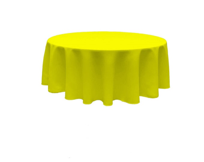 Neon Yellow - Solid Round Polyester Poplin Tablecloth Seamless.