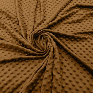 Copper Polka Dot Minky Fabric By The Yard | Super Soft Minkee Fabric | 58’’ Wide | 2 Way Stretch Polka Dot Minky Fabric.