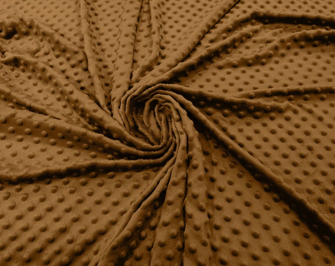 Copper Polka Dot Minky Fabric By The Yard | Super Soft Minkee Fabric | 58’’ Wide | 2 Way Stretch Polka Dot Minky Fabric.