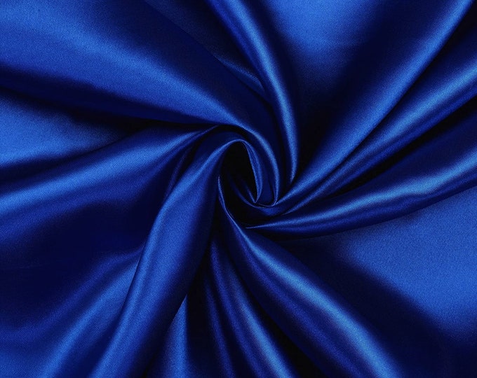 Dark Royal Charmeuse Bridal Solid Satin Fabric for Wedding Dress Fashion Crafts Costumes Decorations Silky Satin 58” Wide Sold By The Yard.