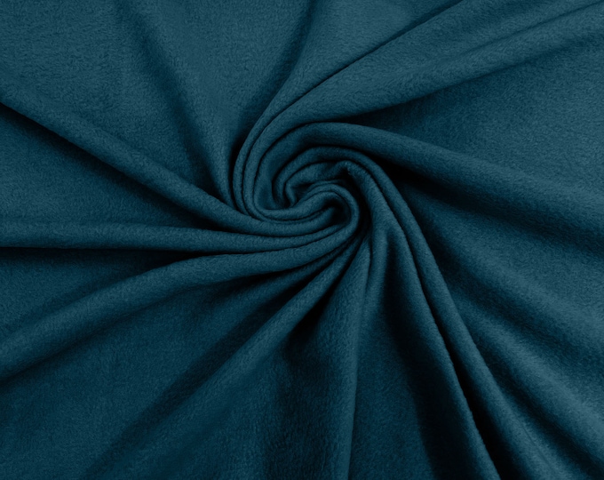 Teal Blue Solid Polar Fleece Fabric Anti-Pill 58" Wide Sold by The Yard.
