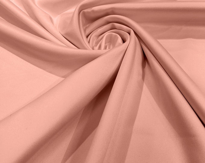 Rose Pink Matte Stretch Lamour Satin Fabric 58" Wide/Sold By The Yard. New Colors