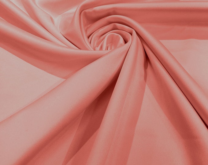 Peach Matte Stretch Lamour Satin Fabric 58" Wide/Sold By The Yard. New Colors