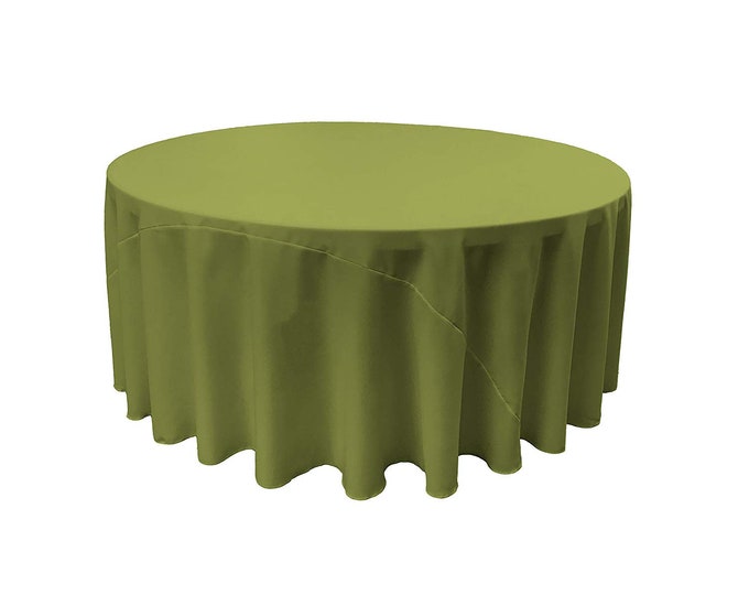 Avocado - Solid Round Polyester Poplin Tablecloth With Seamless.