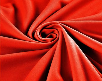 Red Polyester Stretch Scuba Knit Fabric| Wrinkle Free| 58" Wide| Apparel| Dresses.
