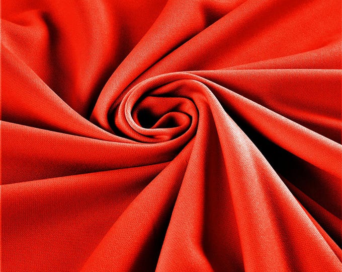 Red Polyester Stretch Scuba Knit Fabric| Wrinkle Free| 58" Wide| Apparel| Dresses.