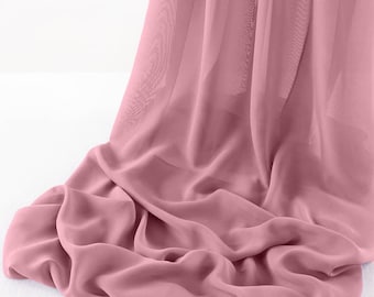 Dusty Rose Chelsea Wool Dobby Chiffon Fabric/58" Wide Sheer Fabric/Solid Color Draping Fabric for Wedding Party Easter Backdrop.