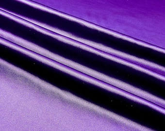 Purple 58-59" Wide - 96 percent Polyester, 4% Spandex Light Weight Silky Stretch Charmeuse Satin Fabric by The Yard.