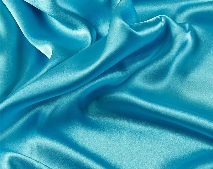 Aqua Light Weight Charmeuse Satin Fabric for Wedding Dress 60" inches wide sold by The Yard.
