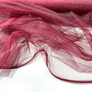 Burgundy sparkle tulle glitter fabric shimmer/ tulle glitter for dresses/ mesh glitter fabric/ costume fabric/ wholesale