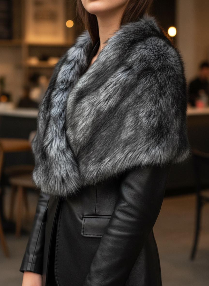 Husky Faux Fur Fabric, Gray/Black Shaggy Fur Sold by the Yard, 60 Wide