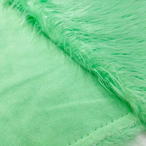 Mint Green Long Pile Faux Fur Fabric| 58" Wide| Cosplay Costume Material.