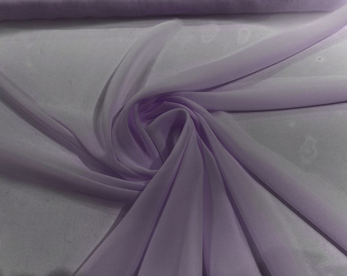 Dark Lilac 58/60" Wide 100% Polyester Soft Light Weight, Sheer, See Through Chiffon Fabric/ Bridal Apparel | Dresses | Costumes/ Backdrop