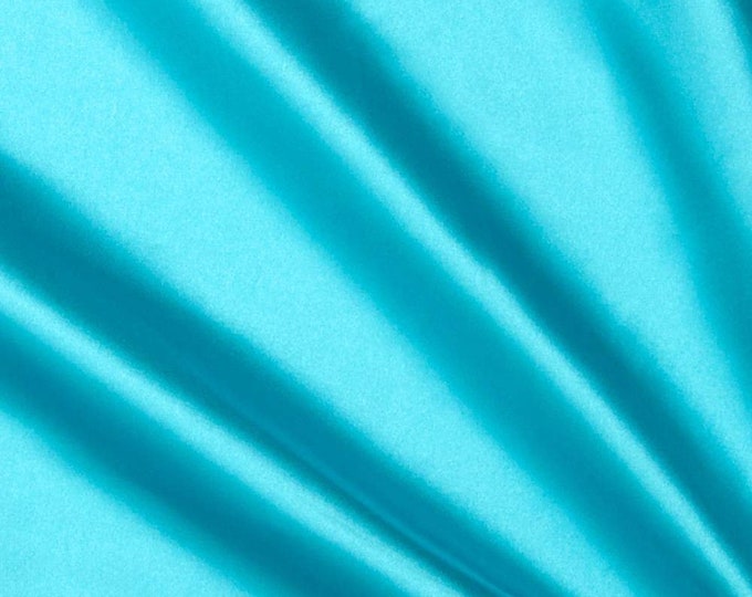 Aqua Blue Heavy Shiny Bridal Satin Fabric for Wedding Dress, 60" inches wide sold by The Yard.