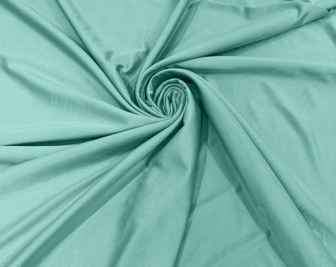 Aqua Green Shiny Milliskin Nylon Spandex Fabric 4 Way Stretch 58" Wide Sold by The Yard