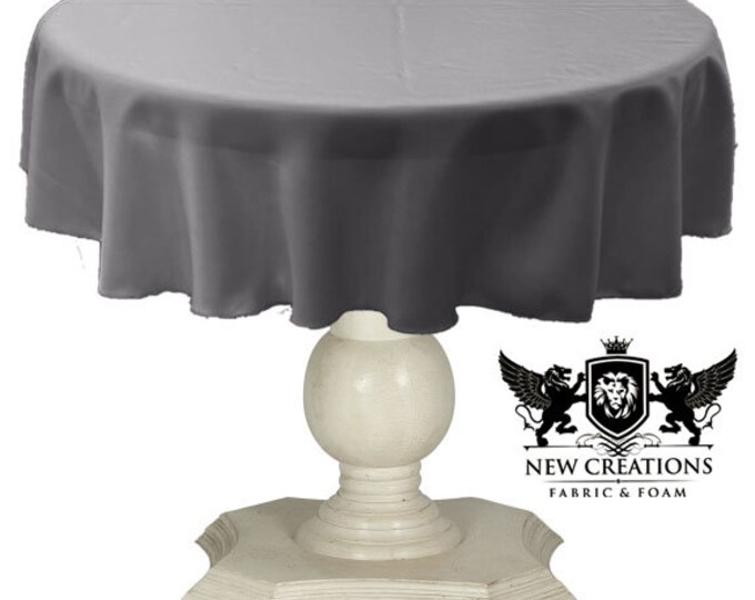 Medium Gray Tablecloth Solid Dull Bridal Satin Overlay for Small Coffee Table Seamless.