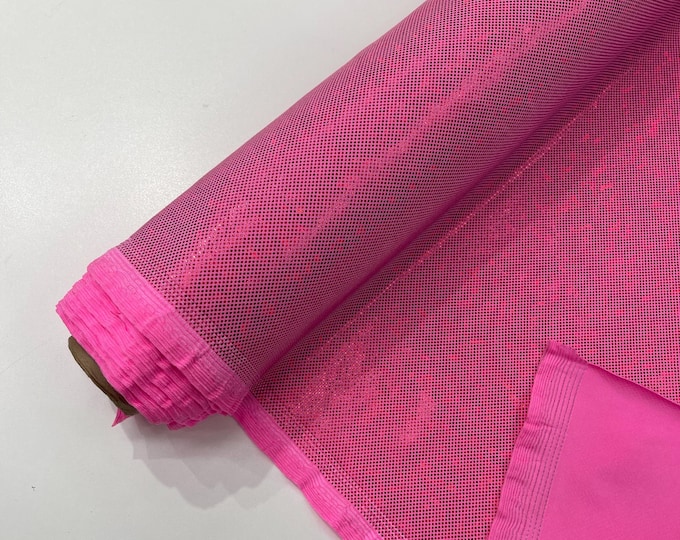 Hot pink Shattered Glass Foil Hologram/58” Wide/4 Way Stretch Spandex Nylon Tricot by the yard.