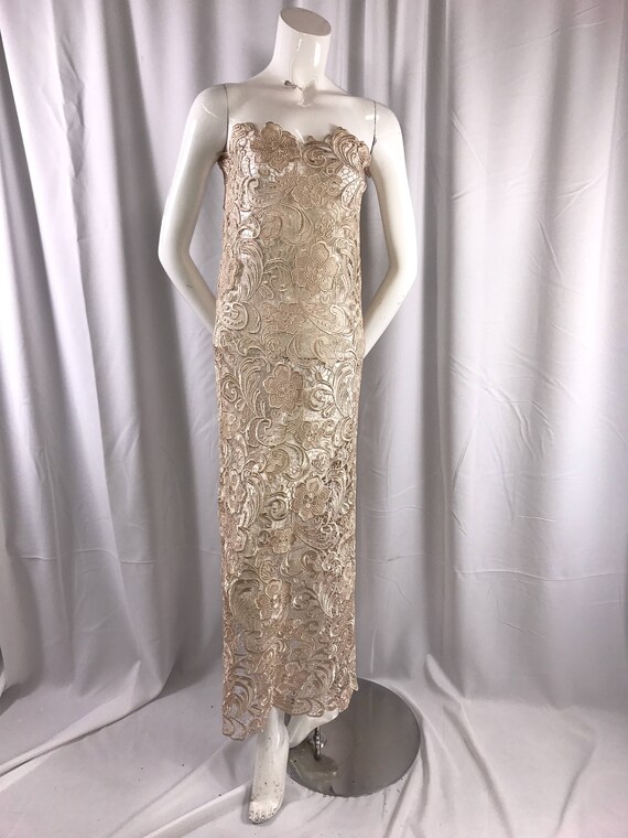 Champagne Classy Flower Guipure Lace -prom-nightgown-decorations-apparel-fashion-dresses-sold by the Yard. - Etsy