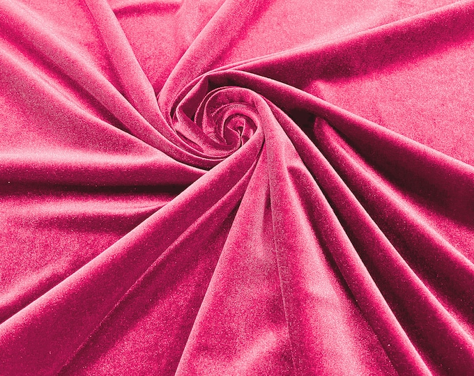 Candy Pink 60" Wide 90% Polyester 10 percent Spandex Stretch Velvet Fabric for Sewing Apparel Costumes Craft, Sold By The Yard.