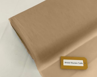 Champagne - Bridal Illusion Tulle 108"Wide X 50 Yards Polyester Premium Tulle Fabric Bolt, By The Roll.