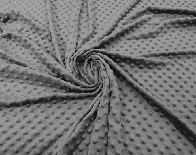Gray Polka Dot Minky Fabric By The Yard | Super Soft Minkee Fabric | 58’’ Wide | 2 Way Stretch Polka Dot Minky Fabric.