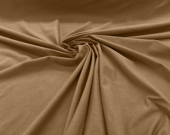 Khaki 58/60" Wide  Cotton Jersey Spandex Knit Blend 95% Cotton 5 percent Spandex/Stretch Fabric/Costume