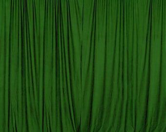 Kelly Green SEAMLESS Backdrop Drape Panel, All Sizes Available in Polyester Poplin, Party Supplies Curtains.