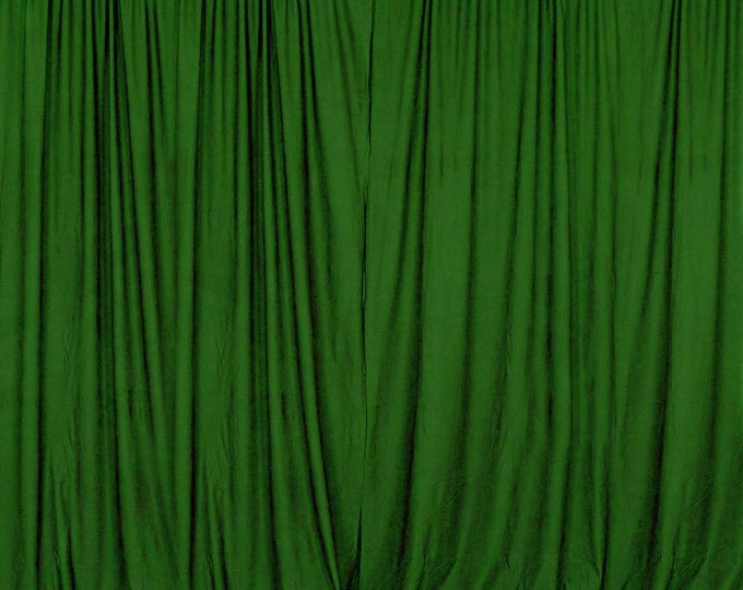 Kelly Green SEAMLESS Backdrop Drape Panel, All Sizes Available in Polyester Poplin, Party Supplies Curtains.