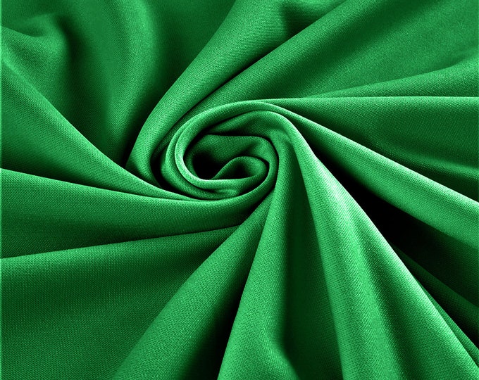 Kelly Green Stretch Crepe Scuba Techno Knit Polyester Spandex Fabric for Bows, Top Knots, Head Wraps, Clothes, Costumes, Crafts