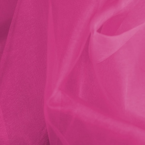 Tela de organza cristalina, 100 % poliéster, suave, ligera, transparente, de color fucsia, de 58/60" de ancho. Se vende cortada a medida.