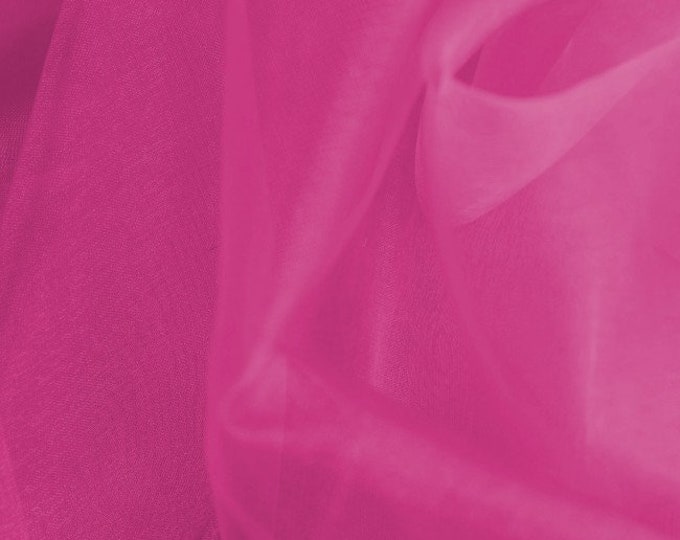 Fuchsia 58/60" Wide 100% Polyester Soft Light Weight, Sheer, See Through Crystal Organza Fabric Sold By The Yard.