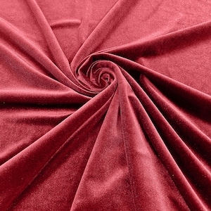 Salmon Coral 60&quot; Wide 90% Polyester 10 percent Spandex Stretch Velvet Fabric for Sewing Apparel Costumes Craft, Sold By The Yard.