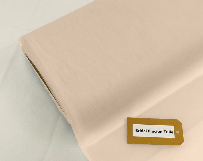 Light Peach - Bridal Illusion Tulle 108"Wide Polyester Premium Tulle Fabric Bolt.