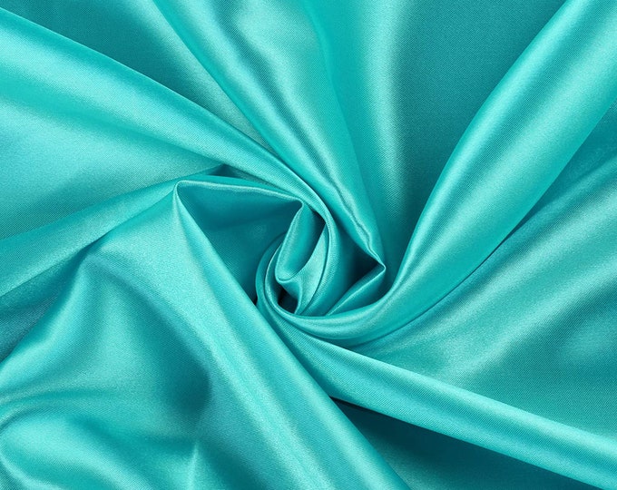 Aqua Charmeuse Bridal Solid Satin Fabric for Wedding Dress Fashion Crafts Costumes Decorations Silky Satin 58” Wide Sold By The Yard.