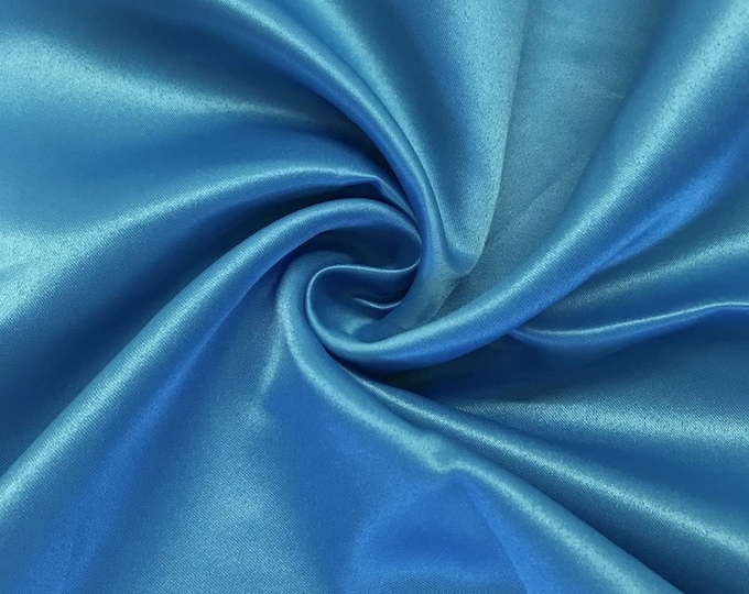 Turquoise Matte Satin (Peau de Soie) Duchess Fabric Bridesmaid Dress 58"-60" Wide Sold By The Yard.