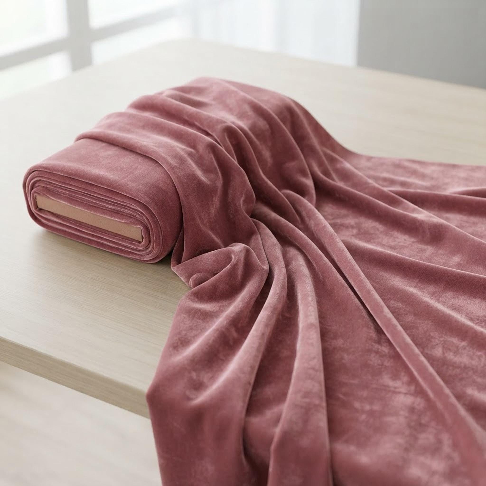 Dusty Rose Stretch Velvet Fabric 58