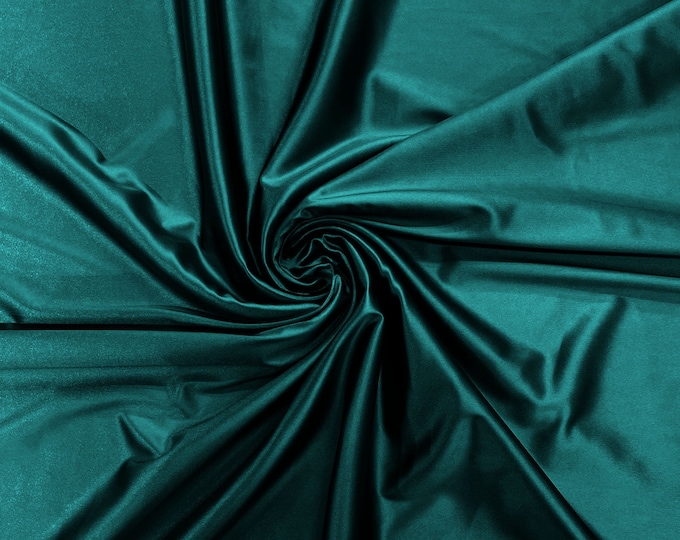 Depp Lagoon Green - Luxury Shiny Satin Stretch Spandex Fabric / Prom / Wedding / Cosplays.