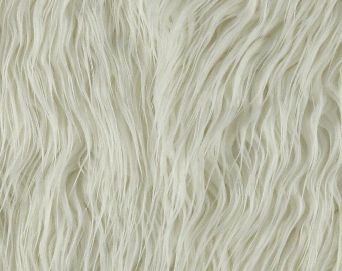 Mongolian Faux Fur Fabric by the Yard White