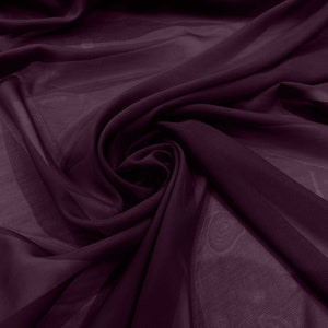 Plum 58/60&quot; Wide 100% Polyester Soft Light Weight, Sheer, See Through Chiffon Fabric/ Bridal Apparel | Dresses | Costumes/ Backdrop