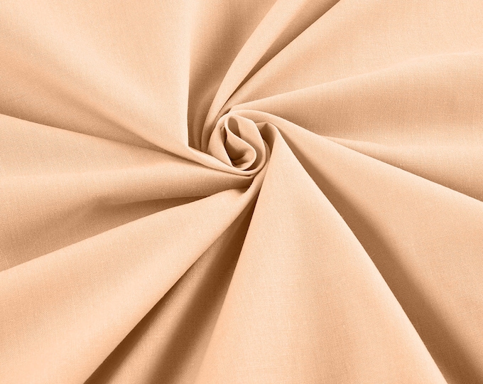 Peach - 58-59" Wide Premium Light Weight Poly Cotton Blend Broadcloth Fabric Sold By The Yard.