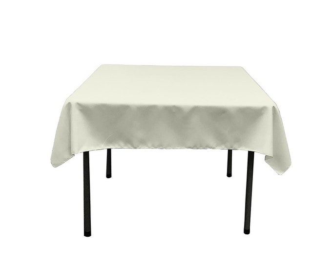 Dark Ivory Square Polyester Poplin Table Overlay - Diamond. Choose Size Below