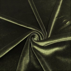 Dark Olive 60" Wide 90% Polyester 10 percent Spandex Stretch Velvet Fabric for Sewing Apparel Costumes Craft, Sold By The Yard.