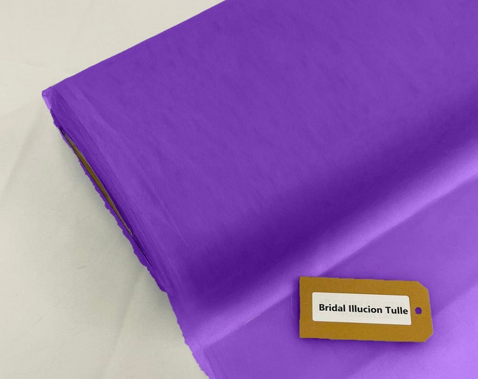 Purple - Bridal Illusion Tulle 108"Wide X 50 Yards Polyester Premium Tulle Fabric Bolt, By The Roll.