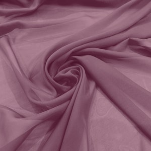 Mauve 58/60&quot; Wide 100% Polyester Soft Light Weight, Sheer, See Through Chiffon Fabric/ Bridal Apparel | Dresses | Costumes/ Backdrop