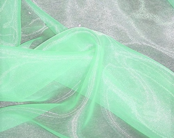 Mint Green 58/60" Wide 100% Polyester Soft Light Weight, Sheer, See Through Crystal Organza Fabric Sold By The Yard.